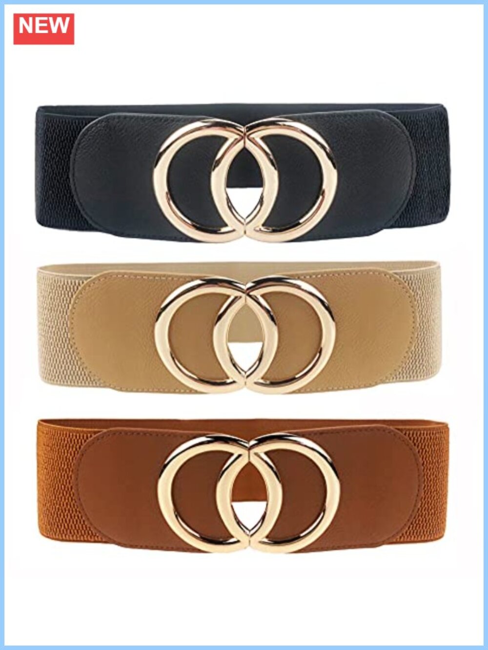 Women's Elastic Wide Stretchy Waist Belt Faux Leather Cinch Belt for Dresses